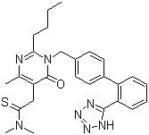 structure of CAS# 247257-48-3, Fimasartan;2-Butyl-5-dimethylaminothiocarbonylmethyl-6-methyl-3-[[2'-(1H-tetrazol-5-yl)biphenyl-4-yl]methyl]pyrimidin-4(3H)-one