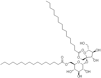 1-O-(1-氧代十六烷基)-beta-D-呋喃果糖基 alpha-D-吡喃葡萄糖苷 6-十六烷酸酯分子结构 (CAS 248917-86-4)