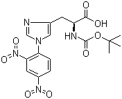 structure of CAS# 25024-53-7, N-(tert-Butoxycarbonyl)-1-(2,4-dinitrophenyl)-L-histidine;Boc-His(Dnp)-OH
