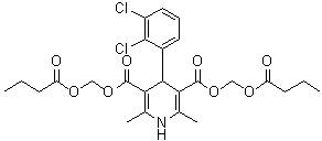 4-(2,3-Dichlorophenyl)-1,4-dihydro-2,6-dimethyl-3,5-pyridinedicarboxylic acid bis[(1-oxobutoxy)methyl] ester molecular structure (CAS 253597-19-2)