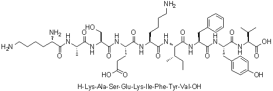 L-赖氨酰-L-丙氨酰-L-丝氨酰-L-alpha-谷氨酰-L-赖氨酰-L-异亮氨酰-L-苯丙氨酰-L-酪氨酰-L-缬氨酸分子结构 (CAS 253666-99-8)