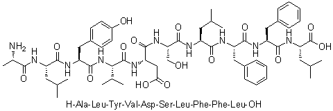 L-Alanyl-L-leucyl-L-tyrosyl-L-valyl-L-alpha-aspartyl-L-seryl-L-leucyl-L-phenylalanyl-L-phenylalanyl-L-leucine molecular structure (CAS 253876-12-9)
