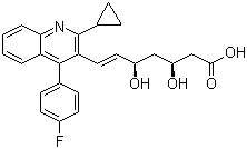 结构式 CAS# 254452-86-3, (3S,5R,6E)-7-[2-环丙基-4-(4-氟苯基)-3-喹啉基]-3,5-二羟基-6-庚烯酸