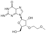 structure of CAS# 256224-03-0, 3'-O-(2-Methoxyethyl)guanosine;9-[(2R,3R,4S,5R)-3-hydroxy-5-(hydroxymethyl)-4-(2-methoxyethoxy)oxolan-2-yl]-2-imino-5H-purin-6-one