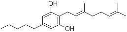 结构式 CAS# 25654-31-3, 大麻萜酚; (E)-2-(3,7-二甲基-2,6-辛二烯基)-5-戊基间苯二酚