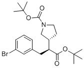structure of CAS# 2565657-65-8, tert-Butyl (R)-3-((S)-3-(3-bromophenyl)-1-(tert-butoxy)-1-oxopropan-2-yl)pyrrolidine-1-carboxylate;2-methylpropan-2-yl (3R)-3-[(2S)-3-(3-bromophenyl)-1-[(2-methylprop-2-yl)oxy]-1-oxoprop-2-yl]tetrahydropyrrole-1-carboxylate