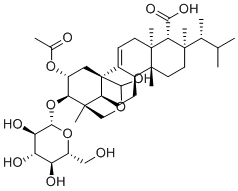 structure of CAS# 260979-95-1, Enfumafungin;(1R,5S,6R,7R,10R,11R,14S,15S,20R,21R)-20-acetyloxy-18-hydroxy-5,7,10,15-tetramethyl-7-[(2R)-3-methylbutan-2-yl]-21-[(2R,3R,4S,5S,6R)-3,4,5-trihydroxy-6-(hydroxymethyl)oxan-2-yl]oxy-17-oxapentacyclo[13.3.3.01,14.02,11.05,10]henicos-2-ene-6-carboxylic acid