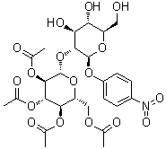 p-Nitrophenyl 2-O-beta-D-glucopyranosyl-beta-D-glucopyranoside 2',3',4',6'-tetraacetate molecular structure (CAS 26255-69-6)