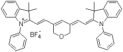2-((E)-2-[5-[(Z)-2-(3,3-Dimethyl-1-phenyl-1,3-dihydro-2H-indol-2-ylidene)ethylidene]-2H-pyran-3(6H)-yl]ethenyl)-3,3-dimethyl-1-phenyl-3H-indolium tetrafluoroborate molecular structure (CAS 262607-26-1)