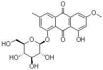 大黄素甲醚-1-O-beta-D-葡萄糖苷分子结构 (CAS 26296-54-8)
