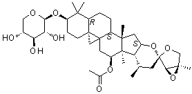 structure of CAS# 264624-38-6, 27-Deoxyactein;(3beta,12beta,16beta,23S,24R,25R)-12-(Acetyloxy)-16,23:23,26:24,25-triepoxy-9,19-cyclolanostan-3-yl beta-D-xylopyranoside