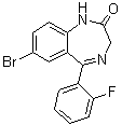 structure of CAS# 2647-50-9, 7-Bromo-5-(2-fluorophenyl)-1,3-dihydrobenzo[e]-1,4-diazepin-2-one;7-Bromo-5-(2-fluorophenyl)-1,3-dihydro-2H-1,4-benzodiazepin-2-one