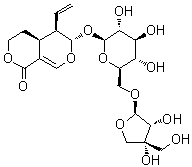 结构式 CAS# 266678-59-5, 6'-O-beta-D-呋喃芹糖基当药苷