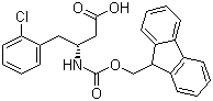 结构式 CAS# 268734-29-8, (R)-N-芴甲氧羰基-3-氨基-4-(2-氯苯基)丁酸