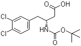 structure of CAS# 269396-56-7, (3R)-3-[(tert-Butoxycarbonyl)amino]-4-(3,4-dichlorophenyl)butanoic acid;(betaR)-3,4-Dichloro-beta-[[(tert-butoxy)carbonyl]amino]benzenebutanoic acid
