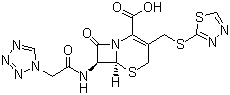 structure of CAS# 26973-24-0, Ceftezole;(6R,7R)-8-Oxo-7-[(1H-tetrazol-1-ylacetyl)amino]-3-[(1,3,4-thiadiazol-2-ylthio)methyl]-5-thia-1-azabicyclo[4.2.0]oct-2-ene-2-carboxylic acid
