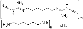 聚(六亚甲基双氰基胍-六亚甲基二胺)盐酸盐分子结构 (CAS 27083-27-8)