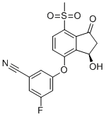 (R)-3-Fluoro-5-((3-hydroxy-7-(methylsulfonyl)-1-oxo-2,3-dihydro-1H-inden-4-YL)oxy)benzonitrile molecular structure (CAS 2738675-96-0)
