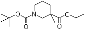 结构式 CAS# 278789-43-8, N-Boc-3-甲基-3-哌啶甲酸乙酯; N-叔丁氧羰基-3-甲基-3-哌啶甲酸乙酯
