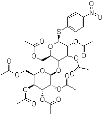 4-Nitrophenyl 4-O-(2,3,4,6-tetra-O-acetyl-beta-D-galactopyranosyl)-2,3,6-tri-O-acetyl-beta-D-thioglucopyranoside molecular structure (CAS 27894-81-1)