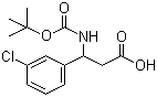 structure of CAS# 284493-67-0, 3-Boc-amino-3-(3'-chlorophenyl)propioinic acid;3-[(tert-Butoxycarbonyl)amino]-3-(3-chlorophenyl)propanoic acid; tert-Butyl [3-bromo-1-(3-chlorophenyl)propyl]carbamate