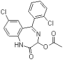 结构式 CAS# 2848-96-6, 7-氯-5-(2-氯苯基)-1,3-二氢-2-氧代-2H-1,4-苯并二氮杂卓-3-基乙酸酯