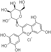 结构式 CAS# 28500-00-7, 氯化花翠素半乳糖苷; 氯化飞燕草素半乳糖苷