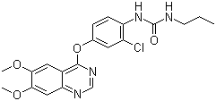 structure of CAS# 286370-15-8, KRN 633;N-[2-Chloro-4-[(6,7-dimethoxy-4-quinazolinyl)oxy]phenyl]-N'-propylurea