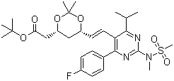tert-Butyl 6-[(1E)-2-[4-(4-fluorophenyl)-6-(1-methylethyl)-2-[methyl(methylsulfonyl)amino]-5-pyrimidinyl]ethenyl]-2,2-dimethyl-1,3-dioxane-4-acetate molecular structure (CAS 289042-12-2)