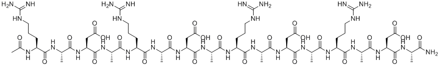 structure of CAS# 289042-25-7, RADA 16;Ac-Arg-Ala-Asp-Ala-Arg-Ala-Asp-Ala-Arg-Ala-Asp-Ala-Arg-Ala-Asp-Ala-NH2;(3S)-3-[[(2S)-2-[[(2S)-2-[[(2S)-2-[[(2S)-2-[[(2S)-2-[[(2S)-2-[[(2S)-2-[[(2S)-2-[[(2S)-2-[[(2S)-2-[[(2S)-2-[[(2S)-2-[[(2S)-2-[[(2S)-2-acetamido-5-carbamimidamidopentanoyl]amino]propanoyl]amino]-3-carboxypropanoyl]amino]propanoyl]amino]-5-carbamimidamidopentanoyl]amino]propanoyl]amino]-3-carboxypropanoyl]amino]propanoyl]amino]-5-carbamimidamidopentanoyl]amino]propanoyl]amino]-3-carboxypropanoyl]amino]propanoyl]amino]-5-carbamimidamidopentanoyl]amino]propanoyl]amino]-4-[[(2S)-1-amino-1-oxopropan-2-yl]amino]-4-oxobutanoic acid