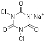 structure of CAS# 2893-78-9, Sodium dichloroisocyanurate;1-Sodium-3,5-dichloro-s-triazine-2,4,6-trione; Dichloro-s-triazine-2,4,6-(1H,3H,5H)-trione sodium salt; Dichloroisocyanuric acid sodium salt