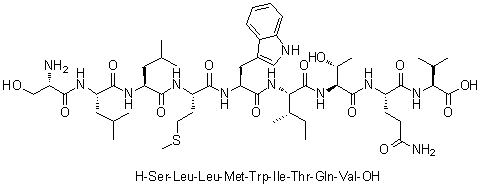 L-Seryl-L-leucyl-L-leucyl-L-methionyl-L-tryptophyl-L-isoleucyl-L-threonyl-L-glutaminyl-L-valine molecular structure (CAS 289911-11-1)