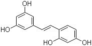 结构式 CAS# 29700-22-9, 氧化白藜芦醇; 4-[(E)-2-(3,5-二羟基苯基)乙烯基]苯-1,3-二醇