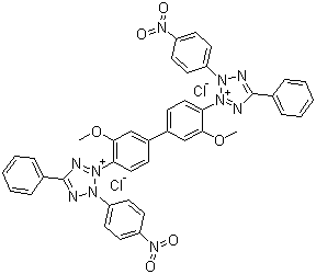 structure of CAS# 298-83-9, Nitrotetrazolium blue chloride;2,2'-Bis(4-Nitrophenyl)-5,5'-diphenyl-3,3'-(3,3'-dimethoxy-4,4'-diphenylene)ditetrazolium chloride
