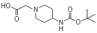 structure of CAS# 299203-94-4, [4-[(tert-Butoxycarbonyl)amino]piperidin-1-yl]acetic acid;4-[[(1,1-Dimethylethoxy)carbonyl]amino]-1-piperidineacetic acid