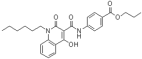 4-[[(1-Hexyl-1,2-dihydro-4-hydroxy-2-oxo-3-quinolinyl)carbonyl]amino]benzoic acid propyl ester molecular structure (CAS 300833-95-8)