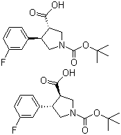 trans-1-Boc-4-(3-fluorophenyl)pyrrolidine-3-carboxylic acid molecular structure (CAS 301226-53-9)