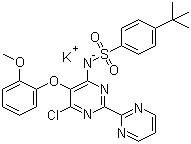 N-[6-Chloro-5-(2-methoxyphenoxy)[2,2'-bipyrimidin]-4-yl]-4-(1,1-dimethylethyl)benzenesulfonamide potassium salt molecular structure (CAS 301646-59-3)