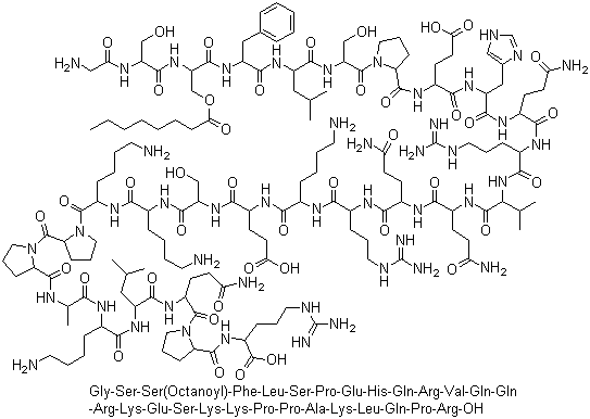 Ghrelin molecular structure (CAS 304853-26-7)