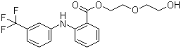 结构式 CAS# 30544-47-9, 依托芬那酯; 2-(2-羟基乙氧基)乙基 2-[3-(三氟甲基)苯胺基]苯甲酸酯