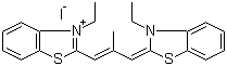 结构式 CAS# 3065-79-0, 3,3'-二乙基-9-甲基硫杂羰花青碘化物; 3-乙基-2-[3-(3-乙基-3H-苯并噻唑-2-亚基)-2-甲基丙-1-烯基]苯并噻唑鎓碘化物