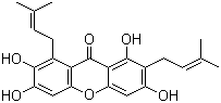 结构式 CAS# 31271-07-5, gamma-倒捻子素; 1,3,6,7-四羟基-2,8-双(3-甲基-2-丁烯基)-9H-呫吨-9-酮