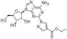 structure of CAS# 313348-16-2, 1-(6-Amino-9-beta-D-ribofuranosyl-9H-purin-2-yl)-1H-pyrazole-4-carboxylic acid ethyl ester;CVT 3127