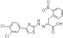 结构式 CAS# 315706-13-9, alpha-[2-[4-(3,4-二氯苯基)-2-噻唑基]亚肼基]-2-硝基苯丙酸