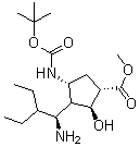 结构式 CAS# 316173-29-2, (1S,2S,3S,4R)-3-[(1S)-1-氨基-2-乙基丁基]-4-[叔丁氧羰基氨基]-2-羟基-环戊烷羧酸甲酯
