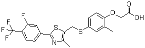 结构式 CAS# 317318-84-6, [4-[[[2-[3-氟-4-(三氟甲基)苯基]-4-甲基-5-噻唑基]甲基]硫代]-2-甲基苯氧基]乙酸