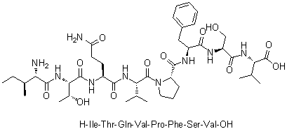 L-Isoleucyl-L-threonyl-L-glutaminyl-L-valyl-L-prolyl-L-phenylalanyl-L-seryl-L-valine molecular structure (CAS 319927-23-6)
