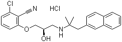 structure of CAS# 324523-20-8, NPS-2143;2-Chloro-6-[(2R)-3-[[1,1-dimethyl-2-(2-naphthalenyl)ethyl]amino]-2-hydroxypropoxy]benzonitrile hydrochloride