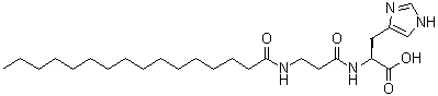 N-(1-氧代十六烷基)-beta-丙氨酰-L-组氨酸分子结构 (CAS 324755-72-8)
