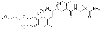 (2S,4S,5S,7S)-N-(3-Amino-2,2-dimethyl-3-oxopropyl)-5-azido-4-hydroxy-2-isopropyl-7-[4-methoxy-3-(3-methoxypropoxy)benzyl]-8-methylnonanamide molecular structure (CAS 324763-47-5)